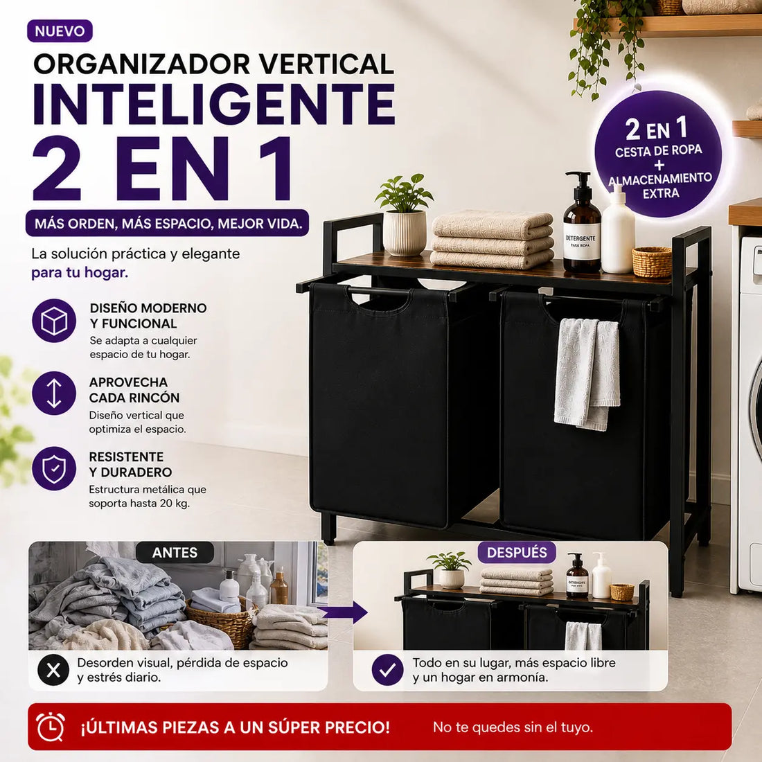 Organizador Vertical Inteligente 2 en 1