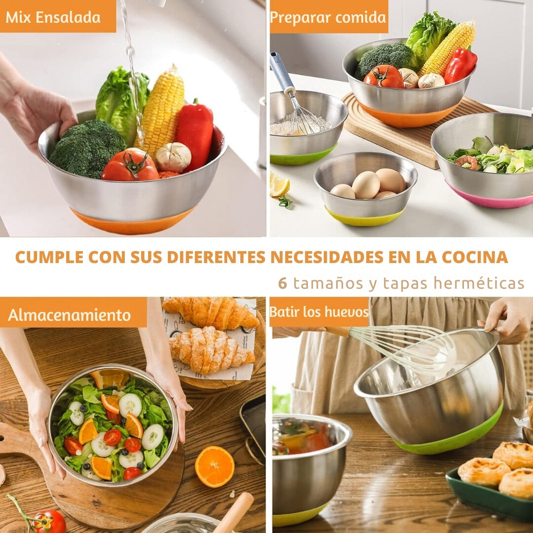 Set de 6 Bowls de Acero Inoxidable: La Esencia de la Cocina Moderna