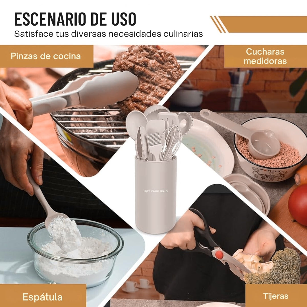 Set de Utensilios - SET CHEF GOLD- 33 piezas