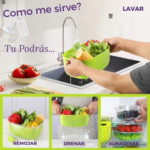 Contenedores Frescos Para Refrigerador -3 Recipientes con Tapa-