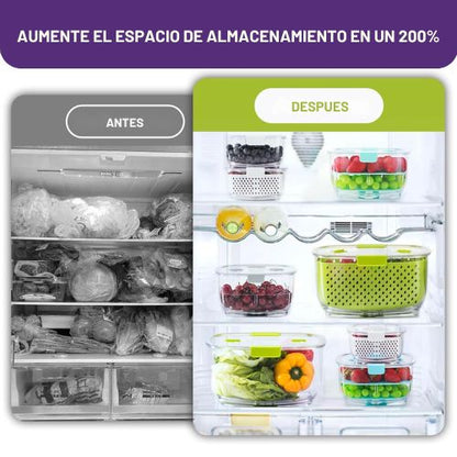 Contenedores Frescos Para Refrigerador -3 Recipientes con Tapa-