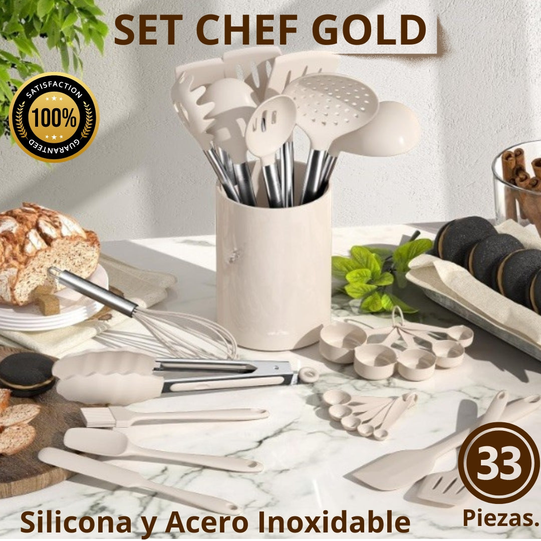 Set de Utensilios - SET CHEF GOLD- 33 piezas