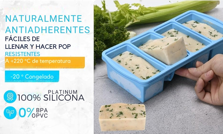 Silicube Duo - Juego de Bandejas congeladoras de silicona con Tapa