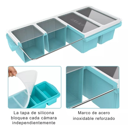 Silicube Duo - Juego de Bandejas congeladoras de silicona con Tapa