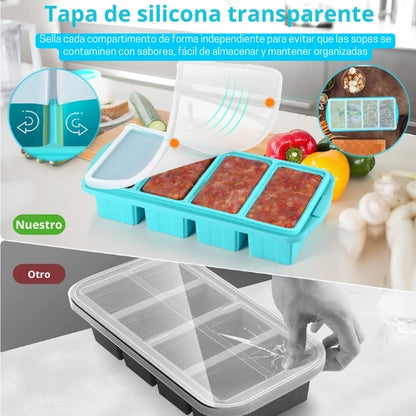 Silicube Duo - Juego de Bandejas congeladoras de silicona con Tapa
