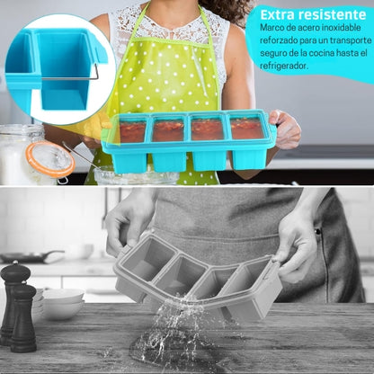 Silicube Duo - Juego de Bandejas congeladoras de silicona con Tapa