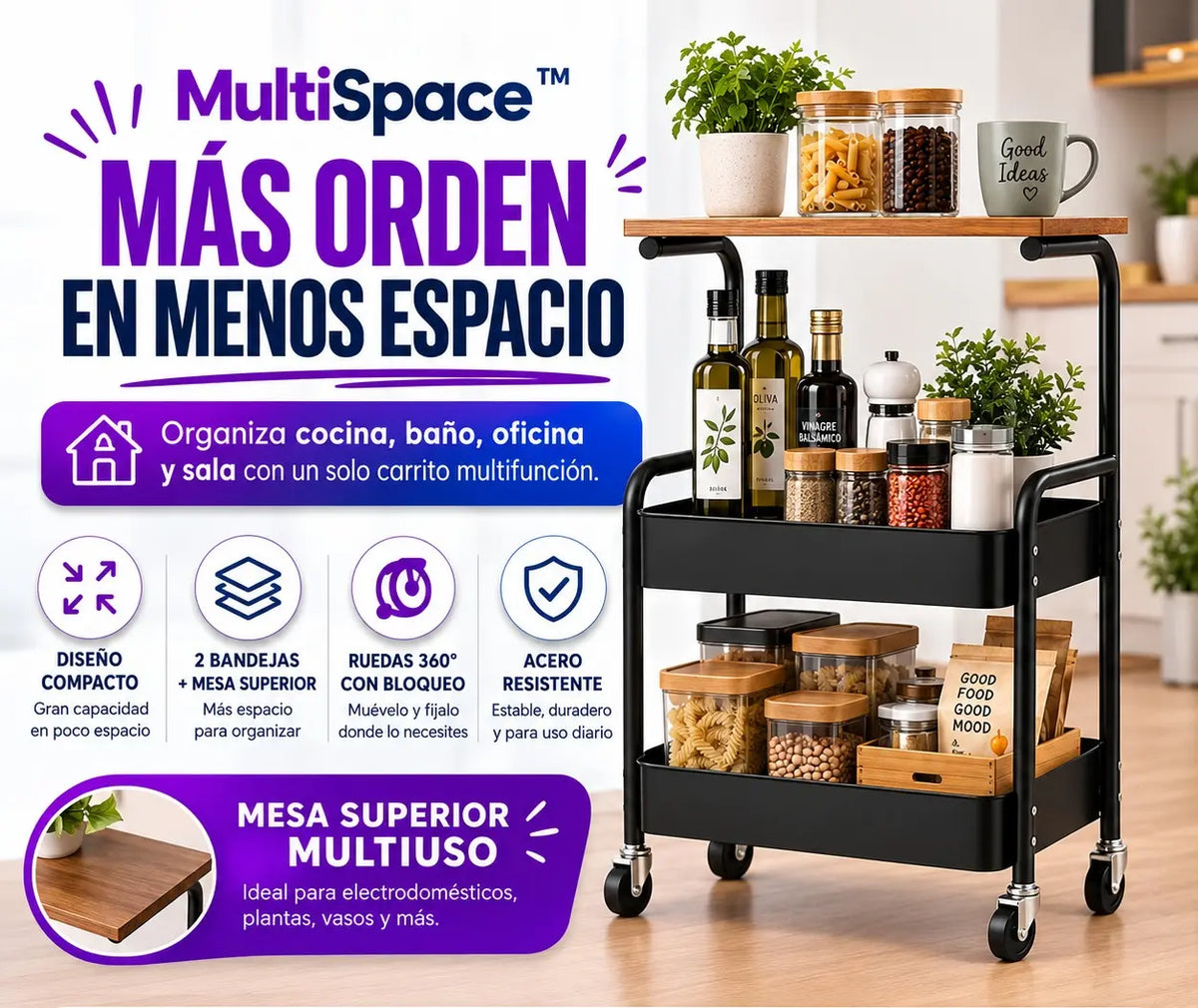 MultiSpace™ | Carrito Multifunción con Ruedas