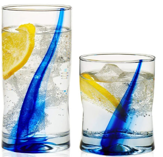 AquaListón – Set Decorativo de Cristal 8 piezas de 495 ml y 8 piezas de 369 ml